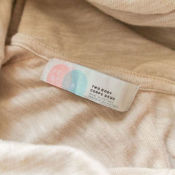 Free People Beach Cocoon Oversized Cowl Neck Heathered Beige Blouse Size M/L - Picture 3 of 7